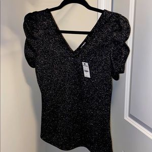 Metallic Express T-Shirt with puff sleeves